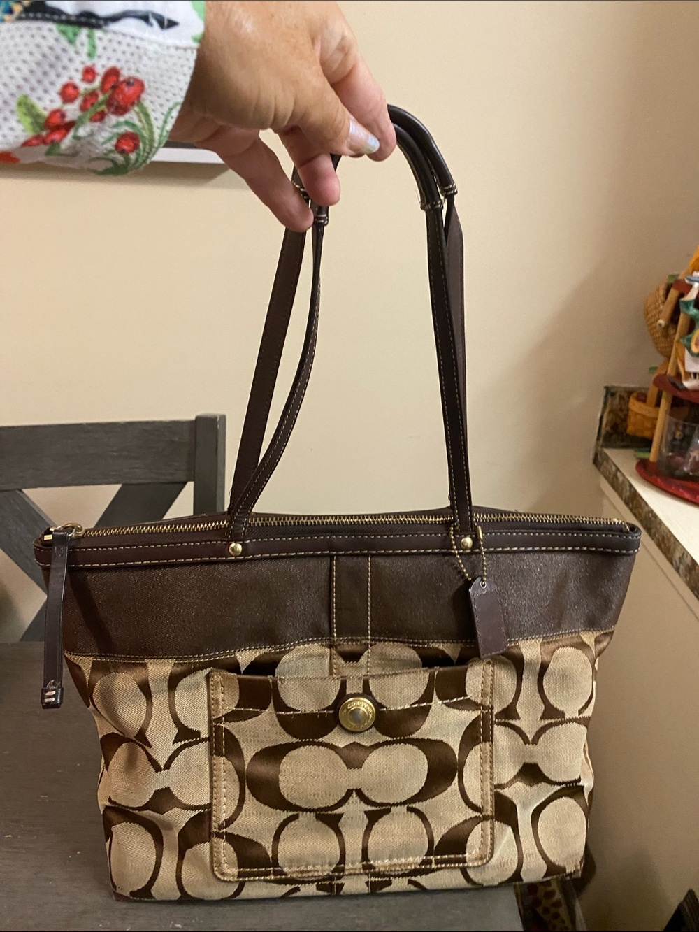 Coach Vintage Brown Patterned Canvas Tote